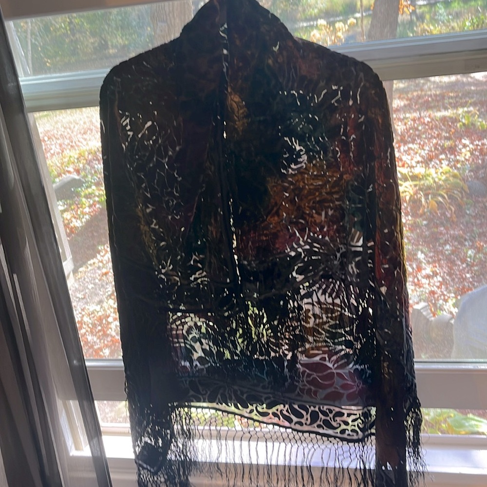 Beautiful Redfish Designs velvet multicolor scarf, shawl, silk